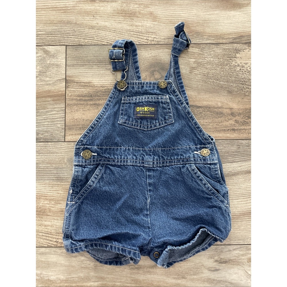 Vintage Vestbak OshKosh Bgosh Classic Blue Denim Short Overalls 18M USA Made